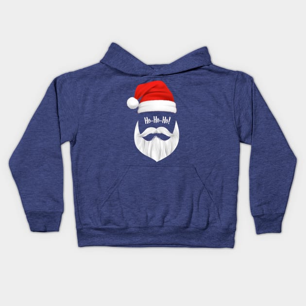 Santa Claus Christmas Mask, ho-ho-ho! Kids Hoodie by stark.shop